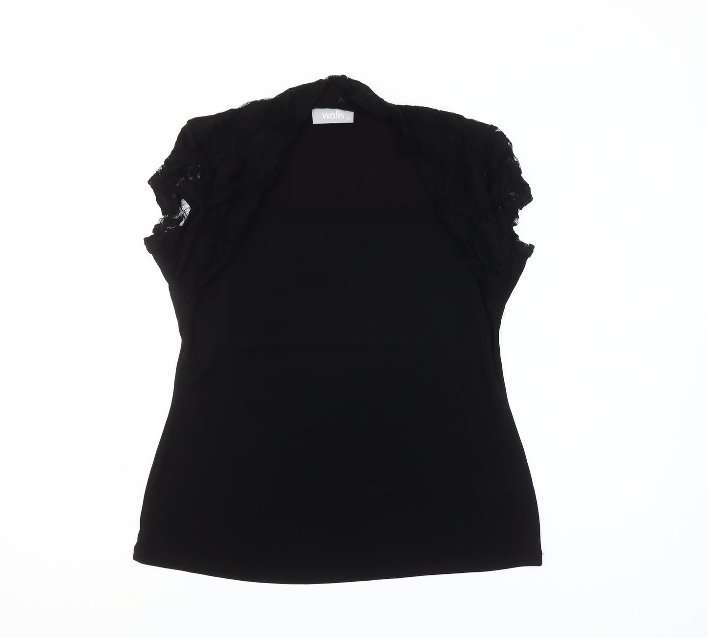 Wallis Womens Black Lace Cap Sleeve Camisole Blouse Size 16