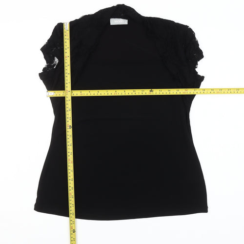 Wallis Womens Black Lace Cap Sleeve Camisole Blouse Size 16