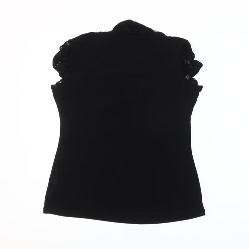 Wallis Womens Black Lace Cap Sleeve Camisole Blouse Size 16