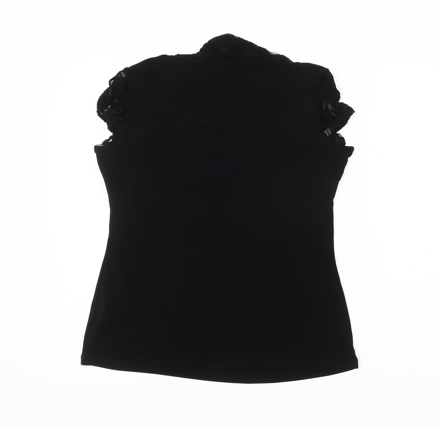 Wallis Womens Black Lace Cap Sleeve Camisole Blouse Size 16