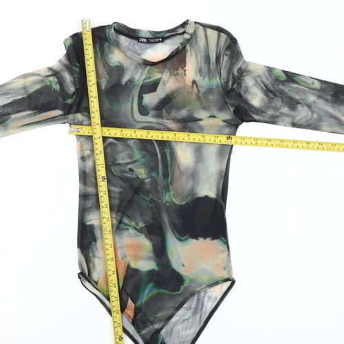 Zara Womens Multicoloured Long Sleeve Mesh Bodysuit Size S UK 8