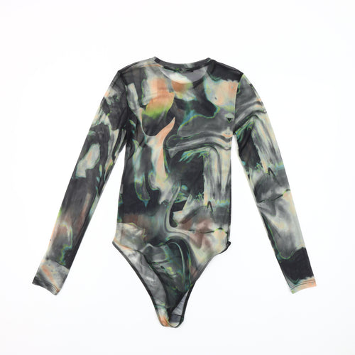 Zara Womens Multicoloured Long Sleeve Mesh Bodysuit Size S UK 8