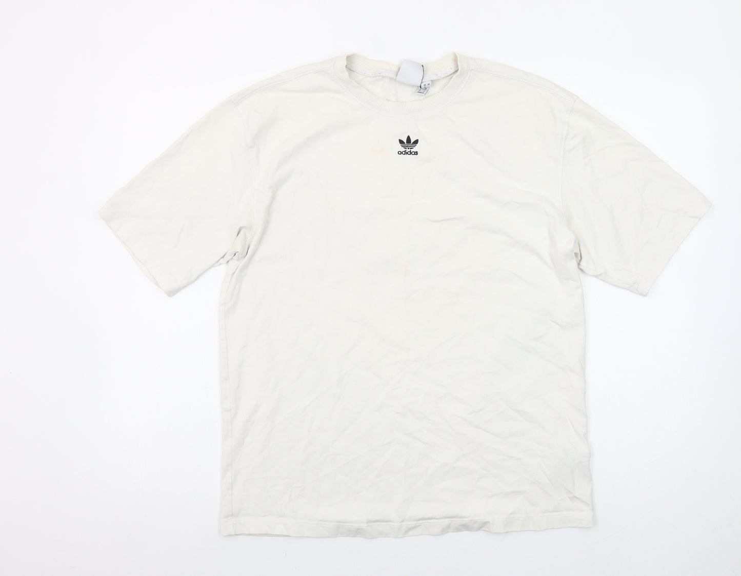 Adidas Womens White Size 8 Basic Short Sleeve Cotton T-Shirt