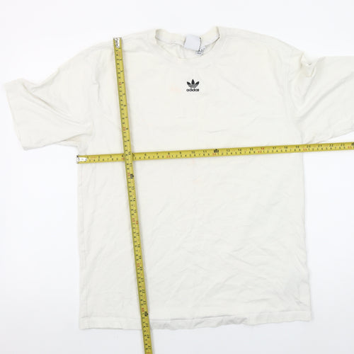 Adidas Womens White Size 8 Basic Short Sleeve Cotton T-Shirt