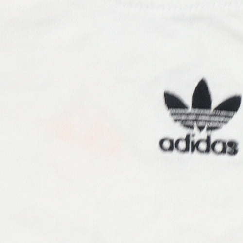 Adidas Womens White Size 8 Basic Short Sleeve Cotton T-Shirt