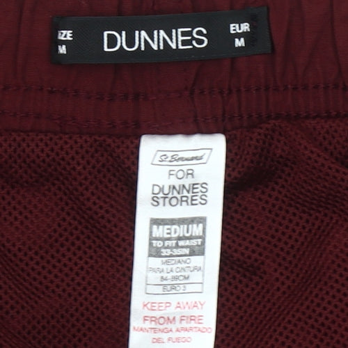 Dunnes Men Burgundy Cargo Shorts Medium Elastic Waist Drawstring Casual