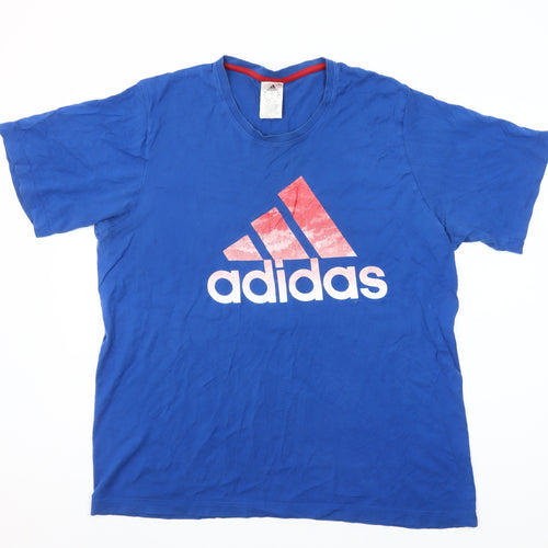 Adidas Men's Blue Short Sleeve Sports Logo T-Shirt Size M