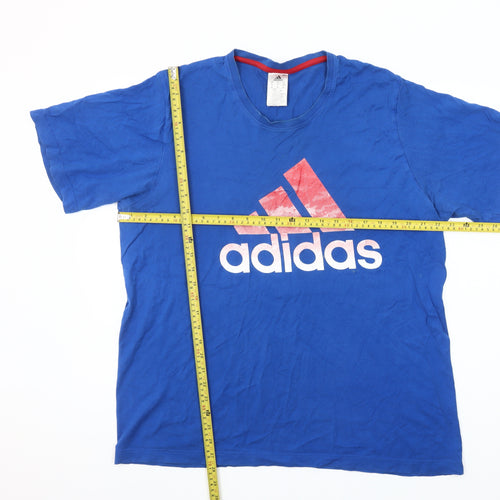 Adidas Men's Blue Short Sleeve Sports Logo T-Shirt Size M