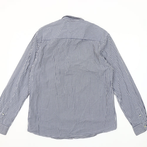 PRODUKT Men's Blue Check Cotton Long Sleeve Button-Up Shirt XL