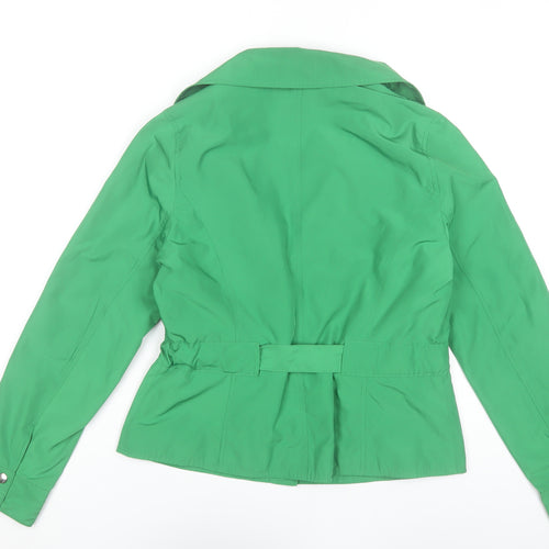 Papaya Womens Green Belted Biker Jacket Size 14 Polyester