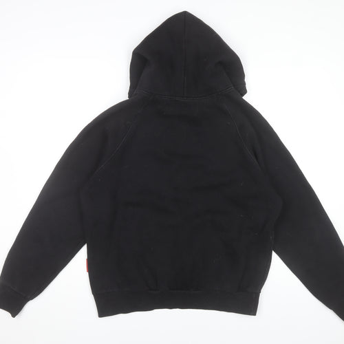 D4 Men's Black Pullover Hoodie M Embroidered Wave Art Design