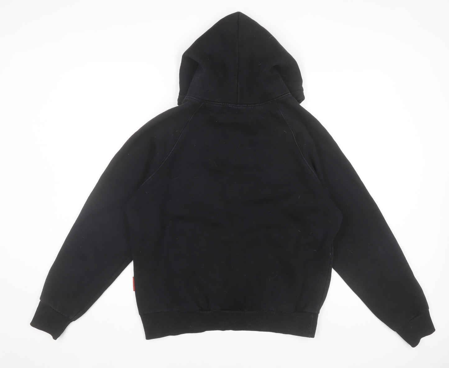 D4 Men's Black Pullover Hoodie M Embroidered Wave Art Design