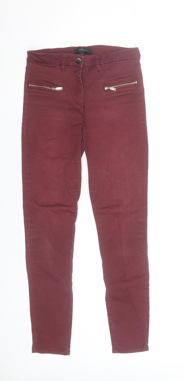 River Island Women's Red Skinny Jeans Size 8R Slim Fit Stretch Denim