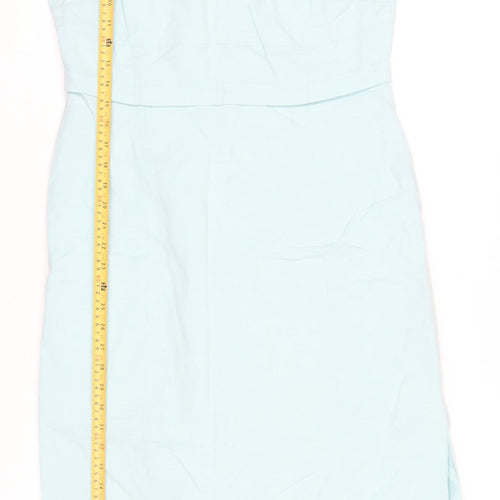 Cavita Collections Women's Blue Beaded Sheath Dress Size 12 Sleeveless