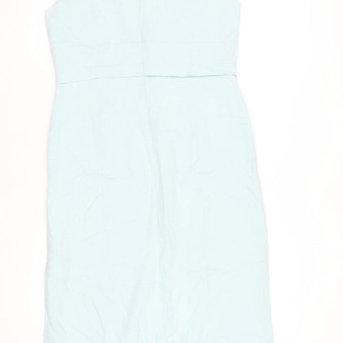 Cavita Collections Women's Blue Beaded Sheath Dress Size 12 Sleeveless