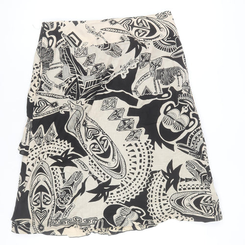 Gil Bret Women's Beige Tribal Wrap Cotton Knee Length Skirt Size 14