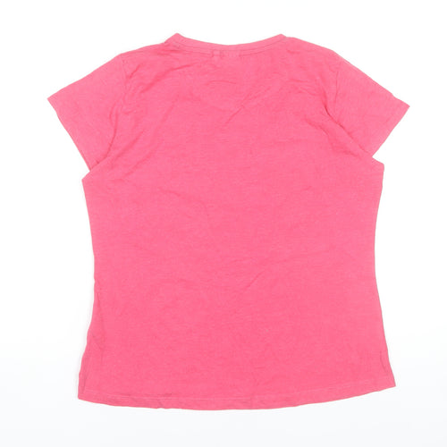 Lee Cooper Womens Pink Graphic T-Shirt UK 16 Cotton Blend Casual Top