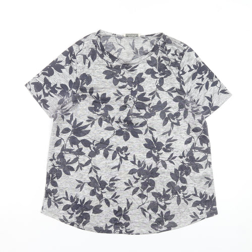 Oasis Women's Grey Floral Short Sleeve Jersey T-Shirt M