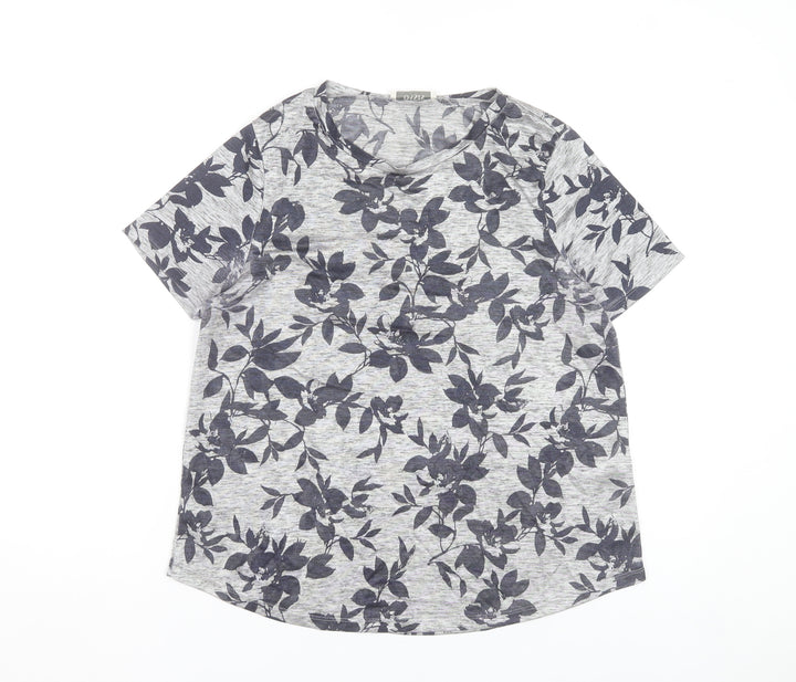 Oasis Women's Grey Floral Short Sleeve Jersey T-Shirt M