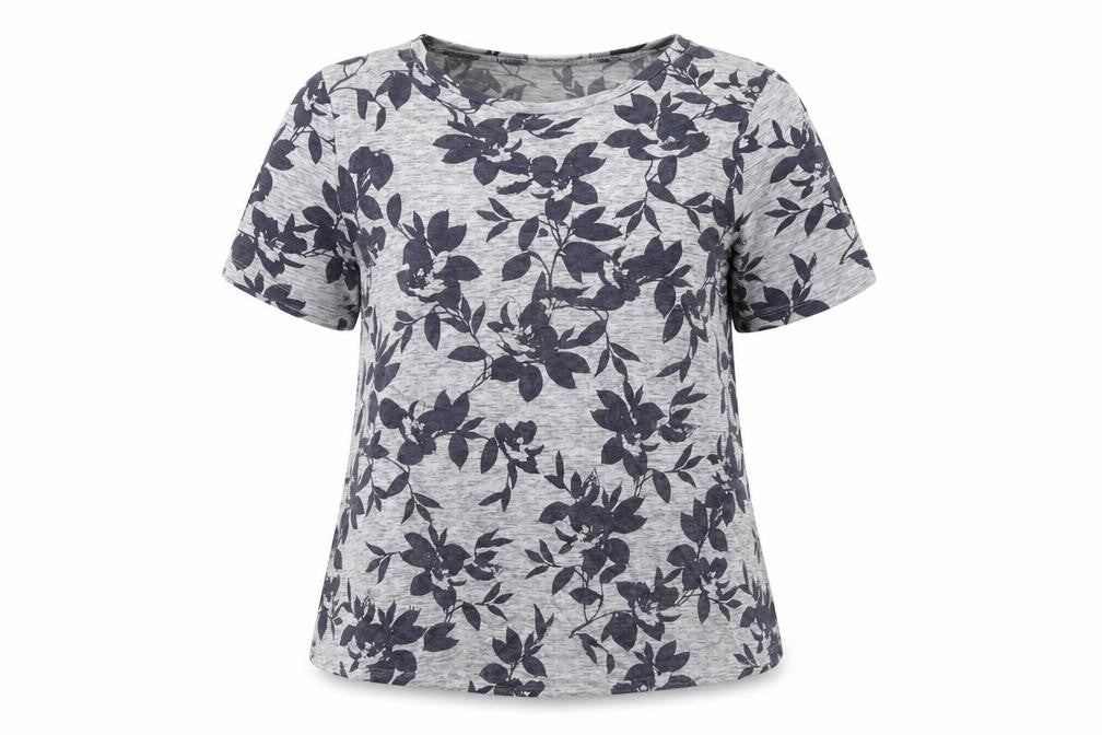 Oasis Women's Grey Floral Short Sleeve Jersey T-Shirt M