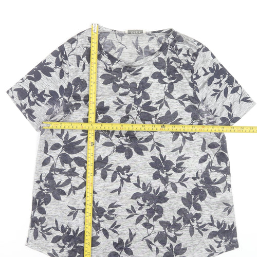 Oasis Women's Grey Floral Short Sleeve Jersey T-Shirt M