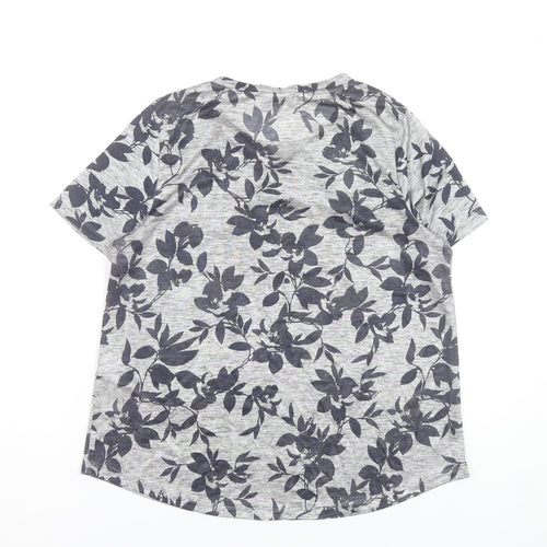 Oasis Women's Grey Floral Short Sleeve Jersey T-Shirt M
