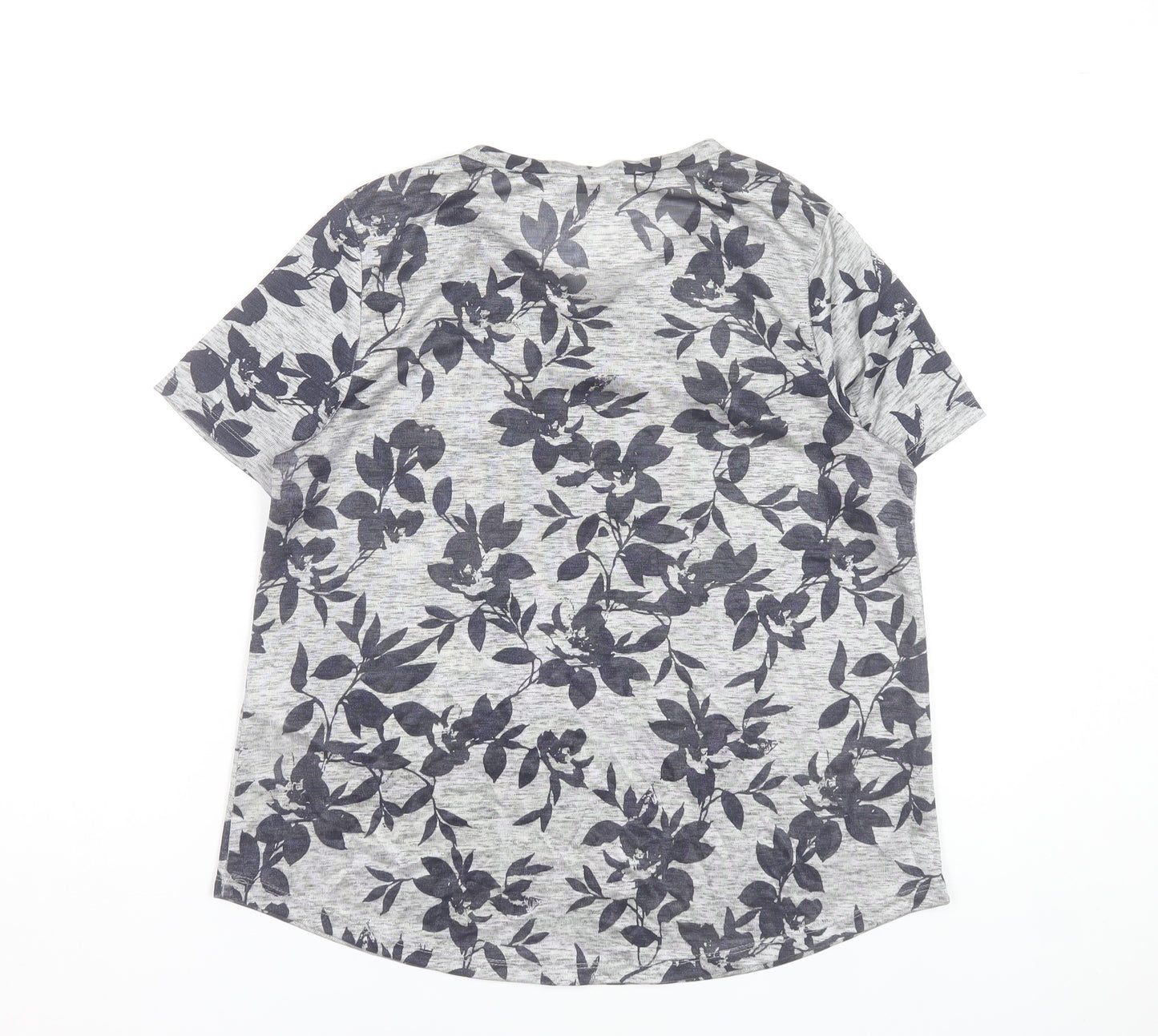Oasis Women's Grey Floral Short Sleeve Jersey T-Shirt M