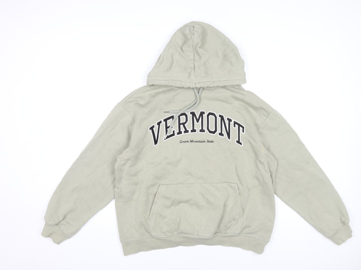 H&M Womens Beige Pullover Hoodie Size S Cotton Blend Vermont Print