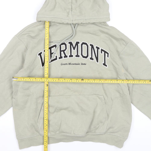 H&M Womens Beige Pullover Hoodie Size S Cotton Blend Vermont Print