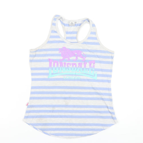 Lonsdale Women's Blue Striped Racerback Tank Top Size 12