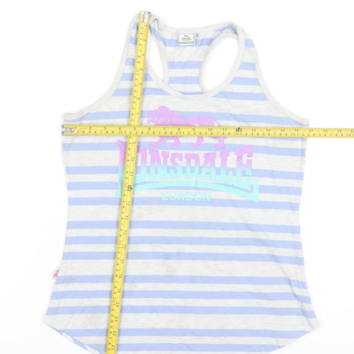 Lonsdale Women's Blue Striped Racerback Tank Top Size 12