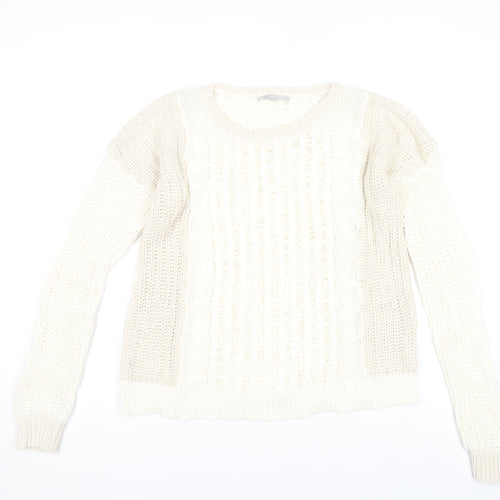 Gap Women’s Ivory Cable Knit Cotton Blend Jumper Size M