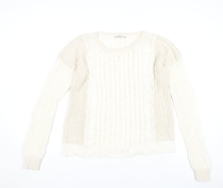 Gap Women’s Ivory Cable Knit Cotton Blend Jumper Size M