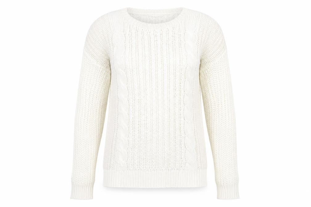 Front view of Gap Women’s Ivory Cable Knit Cotton Blend Jumper, size M