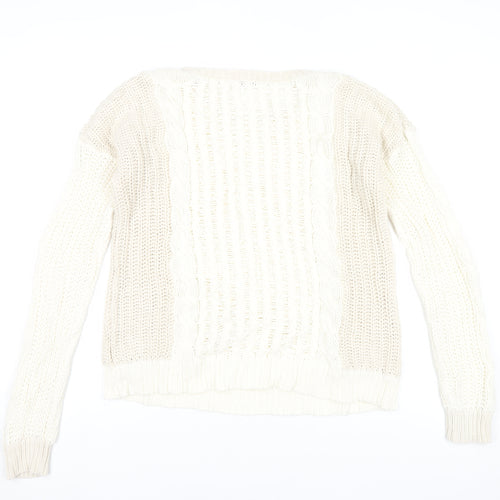 Gap Women’s Ivory Cable Knit Cotton Blend Jumper Size M