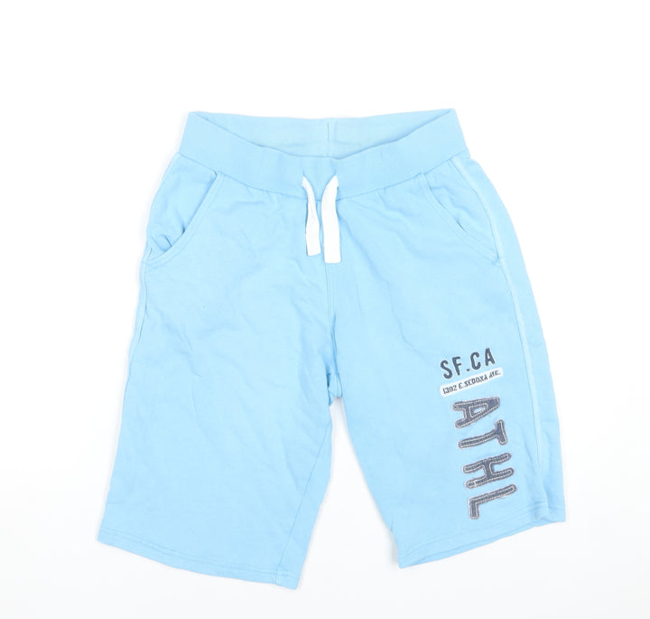 H&M Boys Blue Sweat Shorts 13-14 Years L.O.G.G. Athletic Cotton Blend