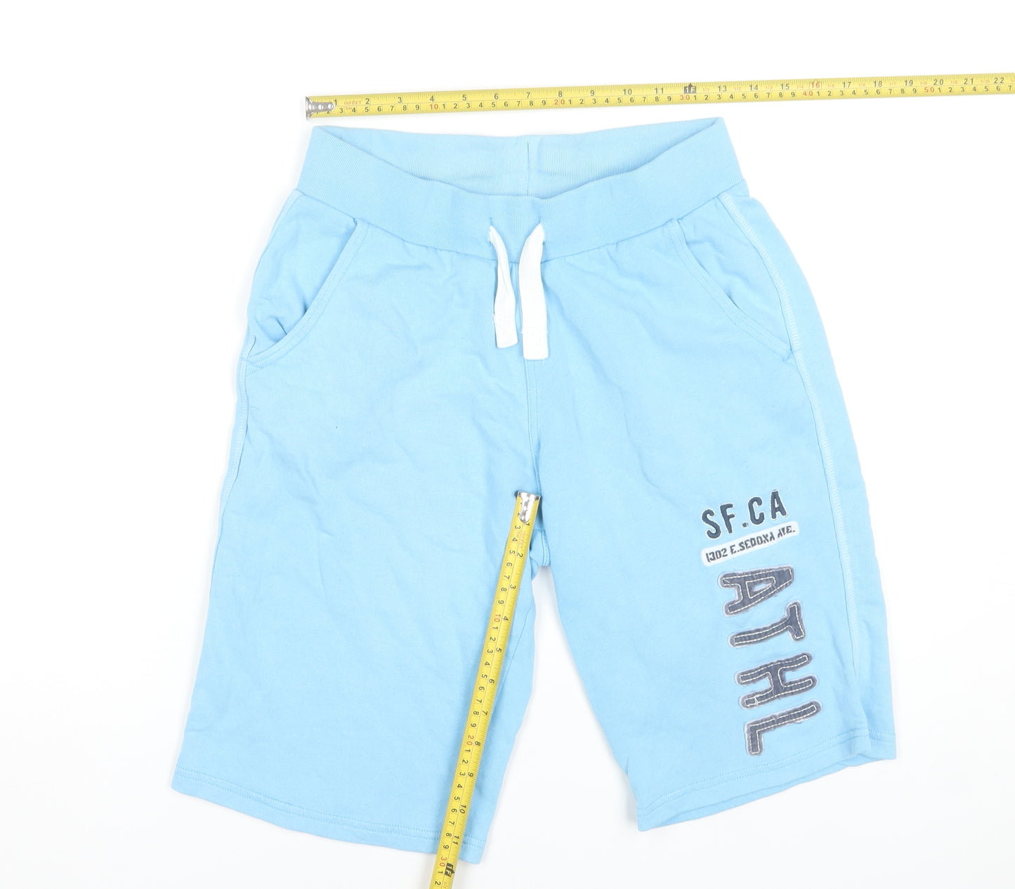 H&M Boys Blue Sweat Shorts 13-14 Years L.O.G.G. Athletic Cotton Blend