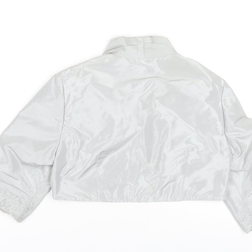Ian Stuart Women’s Grey Cropped Satin Bolero Jacket Size 14 Elegant Formal