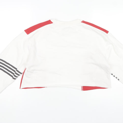 Rude Company Women's Red & White Cropped Pullover Sweatshirt One Size