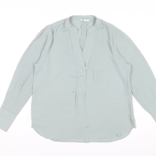 Next Women's Green Polyester Long Sleeve V-Neck Blouse Size 12