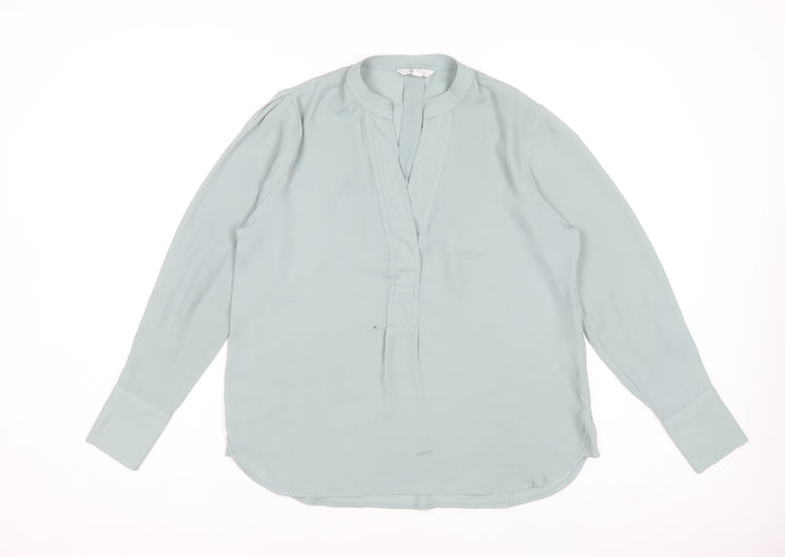 Next Women's Green Polyester Long Sleeve V-Neck Blouse Size 12