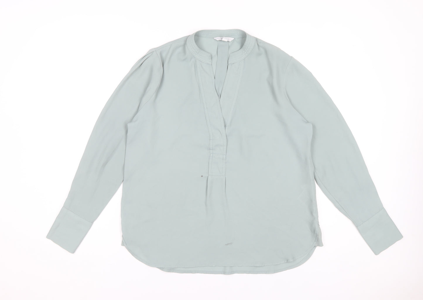 Next Women's Green Polyester Long Sleeve V-Neck Blouse Size 12