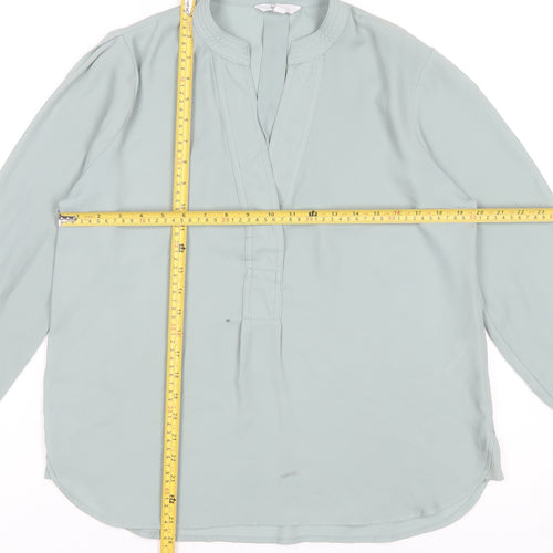 Next Women's Green Polyester Long Sleeve V-Neck Blouse Size 12