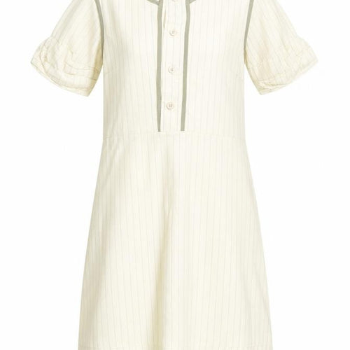 Just In Case Women Ivory Stripe Shift Dress Size 10 Short Sleeve