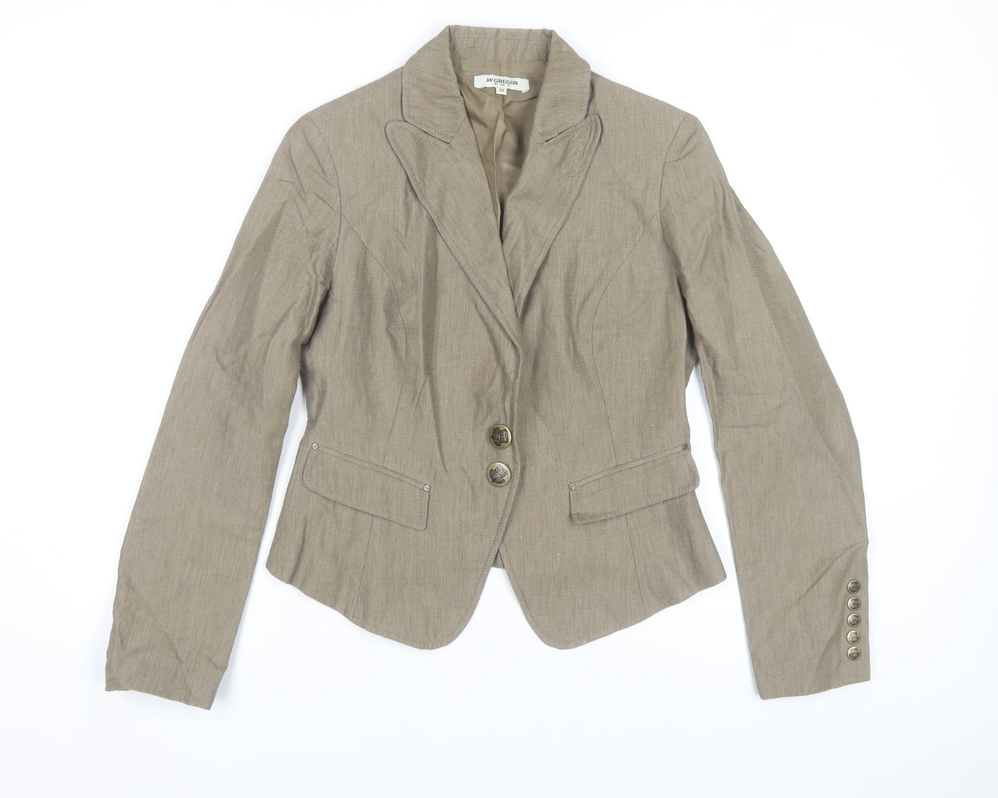 McGregor Womens Beige Linen Cotton Slim Fit Blazer Size 10