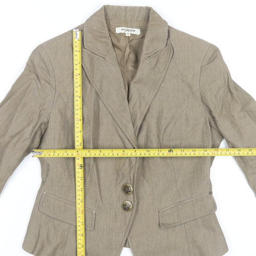 McGregor Womens Beige Linen Cotton Slim Fit Blazer Size 10