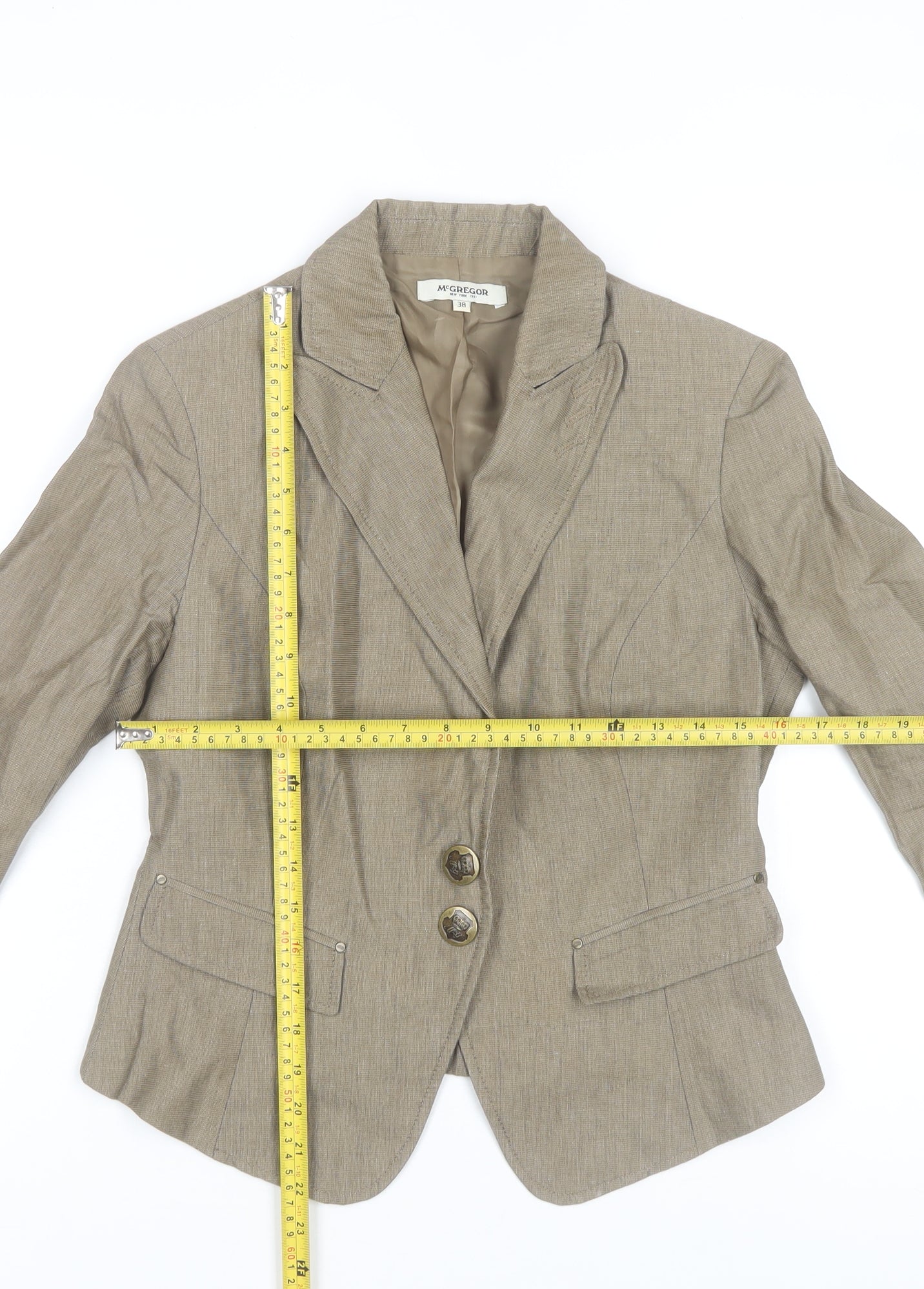 McGregor Womens Beige Linen Cotton Slim Fit Blazer Size 10