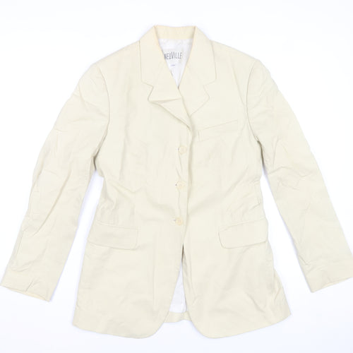 Neuville Women's Beige Cotton Blazer Size 16 Classic Italy Made