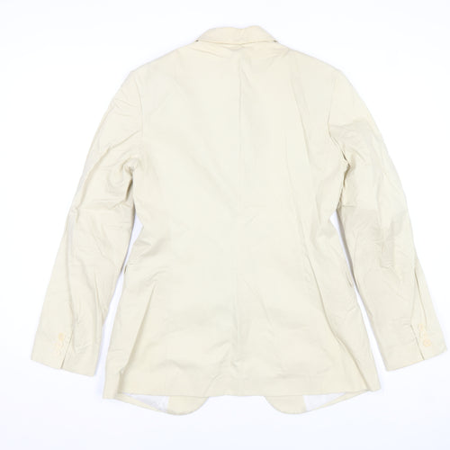 Neuville Women's Beige Cotton Blazer Size 16 Classic Italy Made