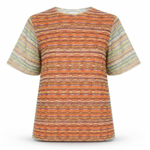 Ted Baker Women Orange Multicoloured Short Sleeve Sheer Top Size XS